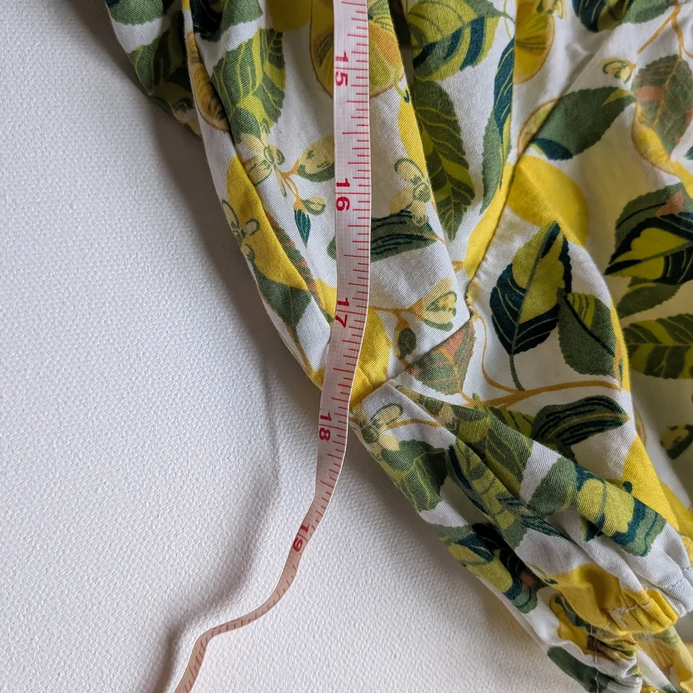 Boden Yellow Lemon Print Puff Sleeve Midi Dress Size 8 Medium - Picture 5 of 6